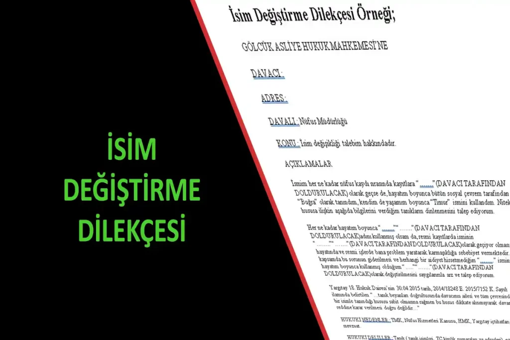 İsim değiştirme Dilekçesi Örneği