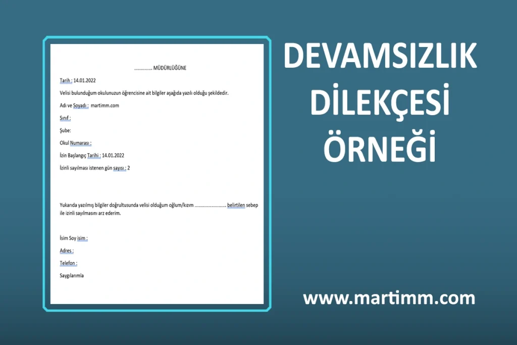 Devamsızlık Dilekçesi Örneği