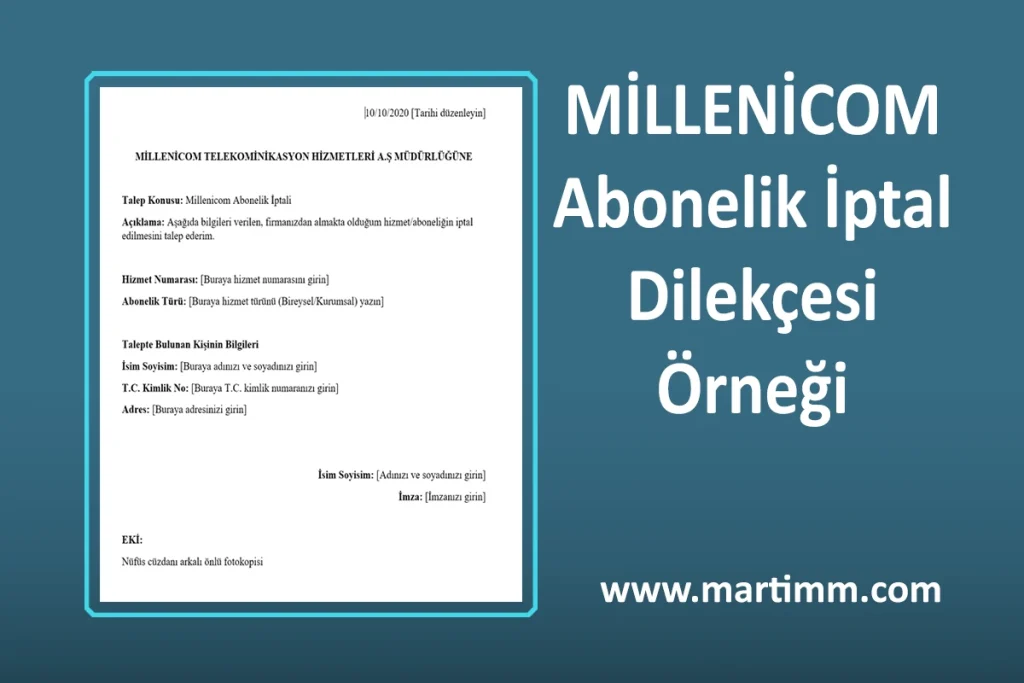 Millenicom Abonelik İptal Dilekçesi Örneği