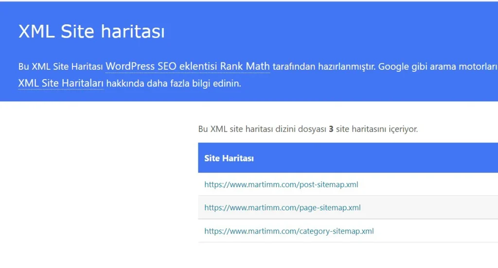 Rank Math Site Haritaları