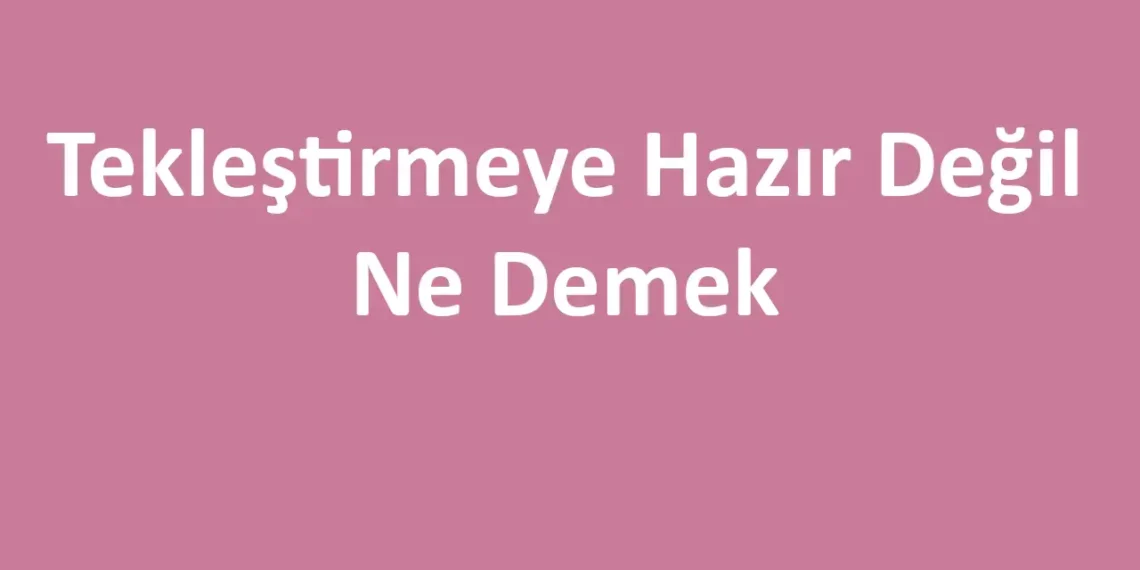Tekleştirmeye Hazır Değil Ne Demek